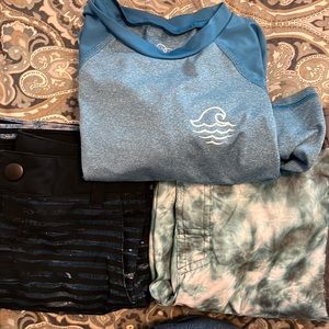 Summer Art Class Bundle! Swim shorts (2!) and Rash Guard to match Boys Size 6